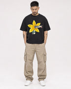 Mockup Boxy Heavyweight Tee Black male full-body 12