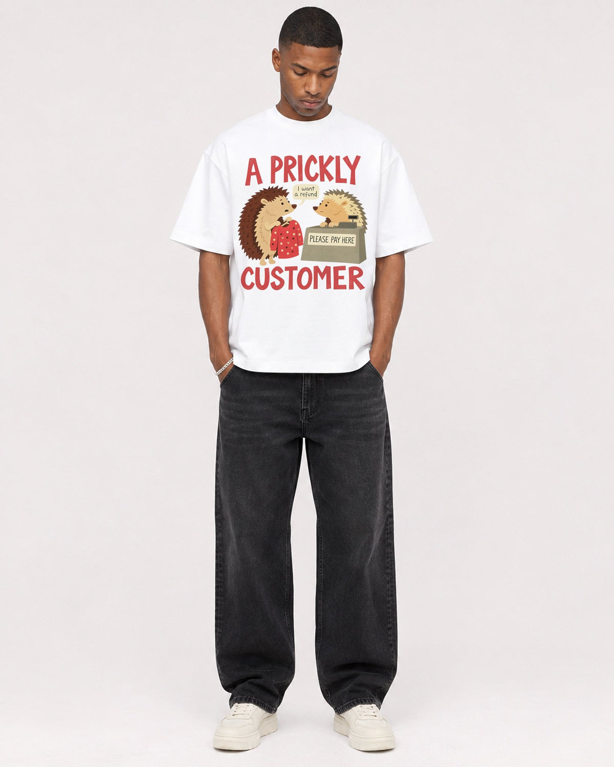 Mockup Boxy Heavyweight Tee White male full-body 35