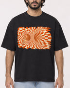 Mockup Boxy Heavyweight Tee Black male close-up 17