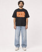 Mockup Boxy Heavyweight Tee Black male full-body 17