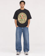 Mockup Boxy Heavyweight Tee Black male full-body 10