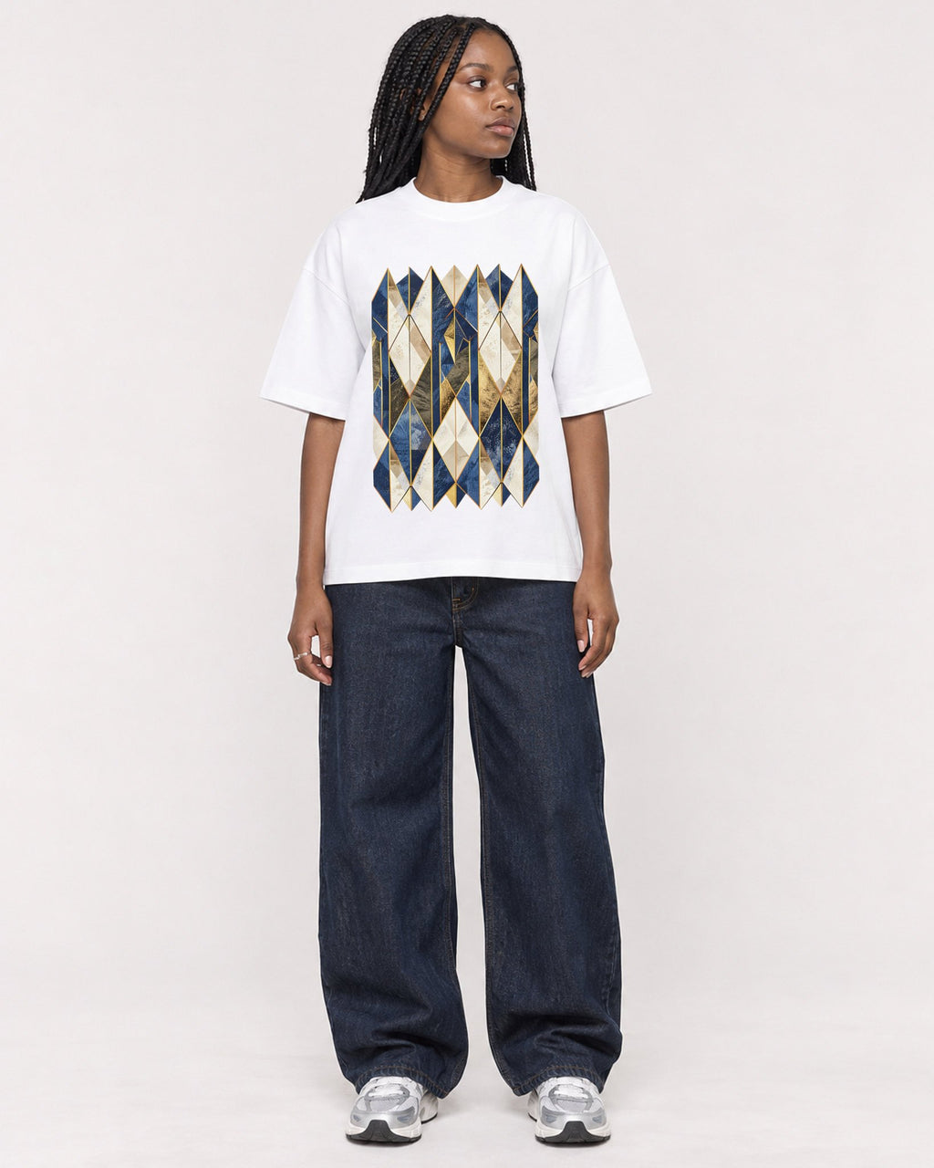 Mockup Boxy Heavyweight Tee White female full-body 04