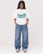 Mockup Boxy Heavyweight Tee White female full-body 45