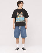 Mockup Boxy Heavyweight Tee Black male full-body 03