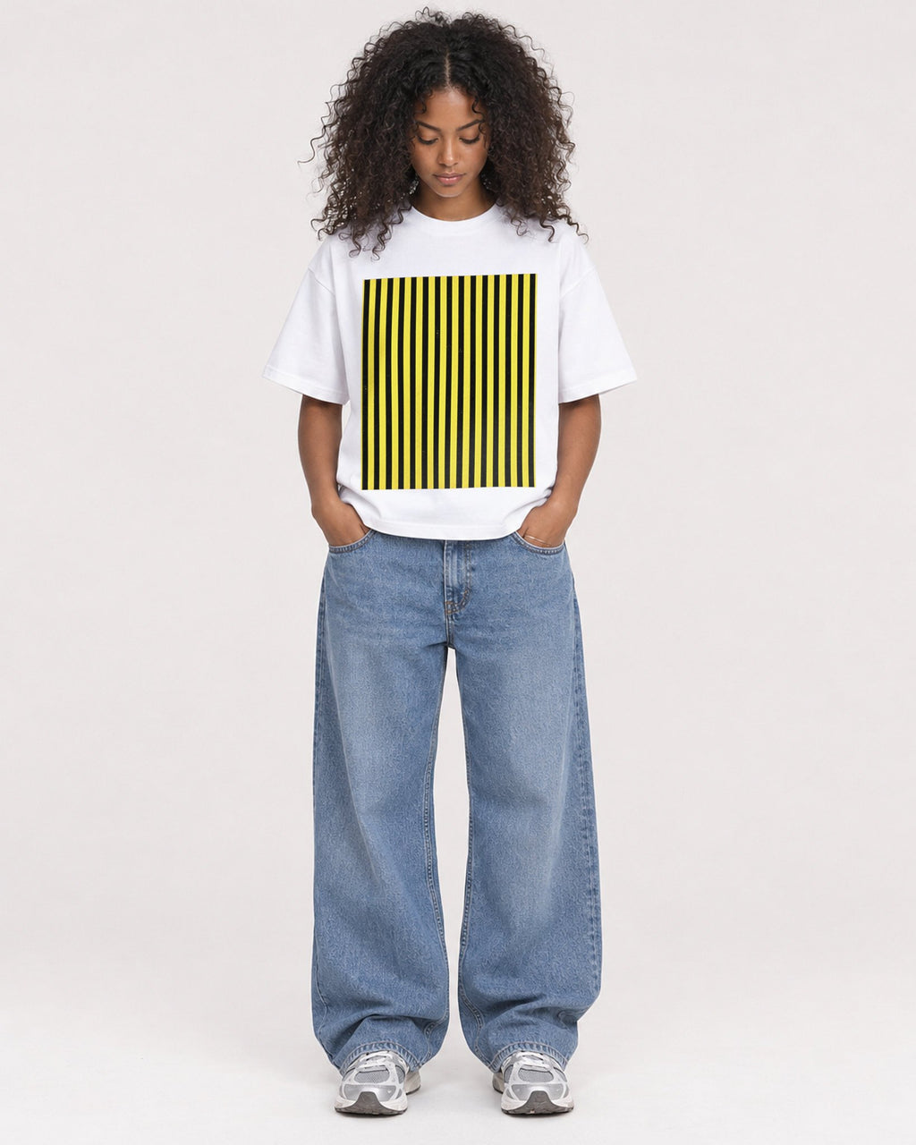 Mockup Boxy Heavyweight Tee White female full-body 05