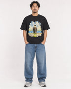Mockup Boxy Heavyweight Tee Black male full-body 02