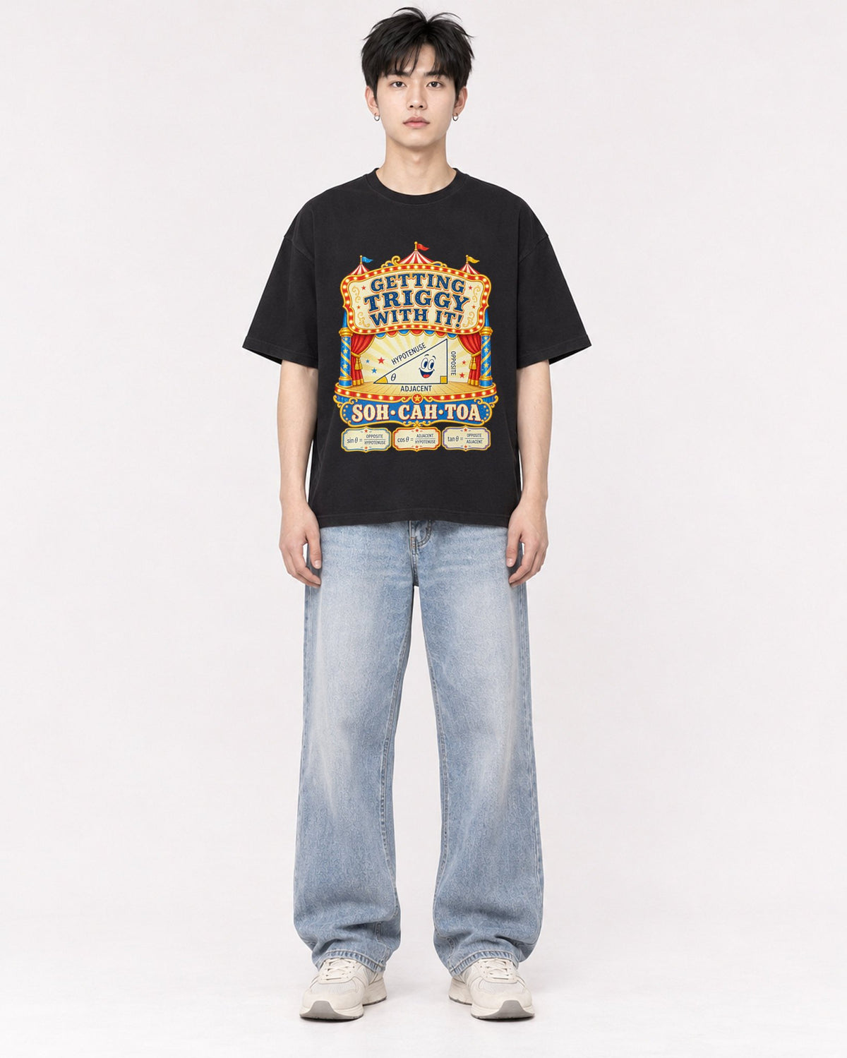 Mockup Boxy Heavyweight Tee Black male full-body 01