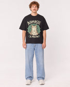 Mockup Boxy Heavyweight Tee Black male full-body 09