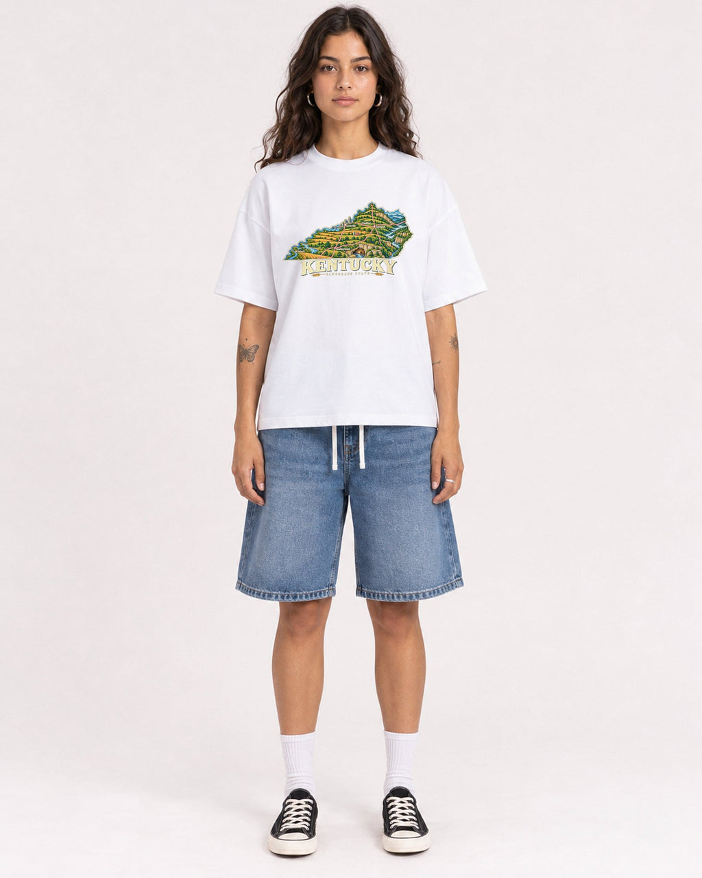 Mockup Boxy Heavyweight Tee White female full-body 06