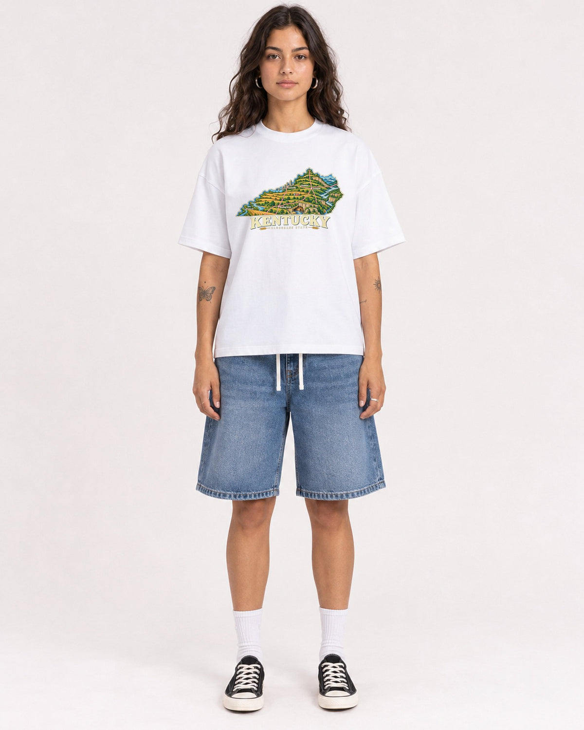 Mockup Boxy Heavyweight Tee White female full-body 06