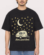 Mockup Boxy Heavyweight Tee Black male close-up 02