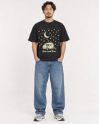 Mockup Boxy Heavyweight Tee Black male full-body 02
