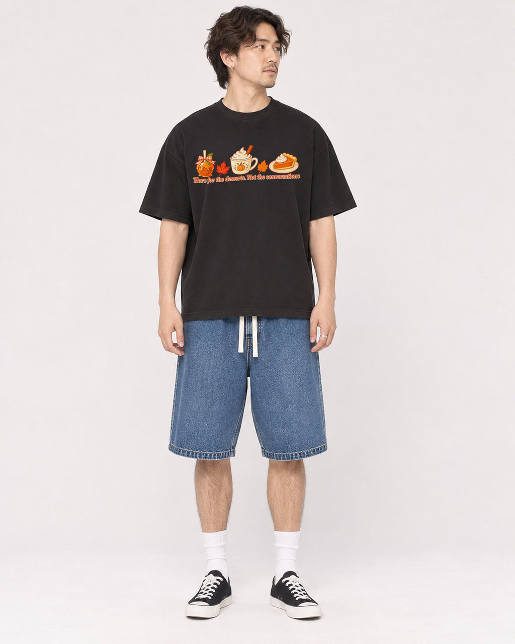 Mockup Boxy Heavyweight Tee Black male full-body 03