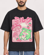 Mockup Boxy Heavyweight Tee Black male close-up 07