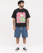 Mockup Boxy Heavyweight Tee Black male full-body 07