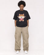 Mockup Boxy Heavyweight Tee Black female full-body 14