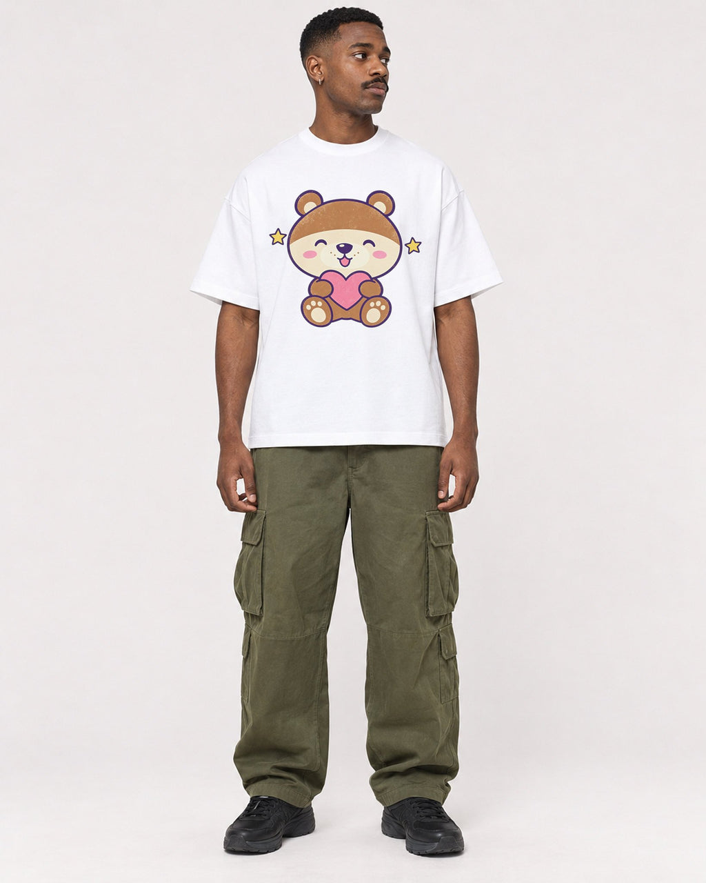 Mockup Boxy Heavyweight Tee White male full-body 14