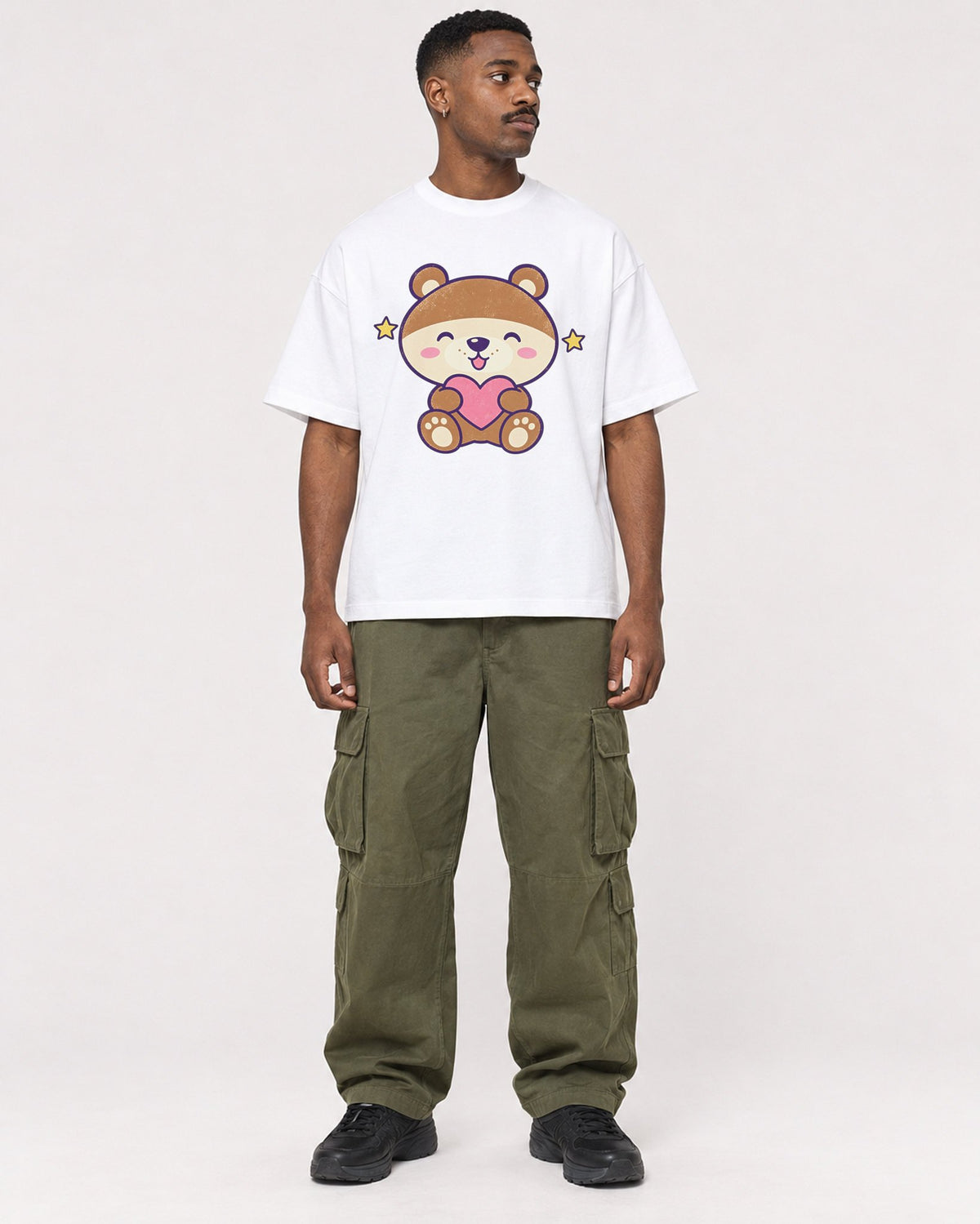 Mockup Boxy Heavyweight Tee White male full-body 14