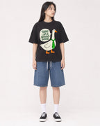 Mockup Boxy Heavyweight Tee Black female full-body 01