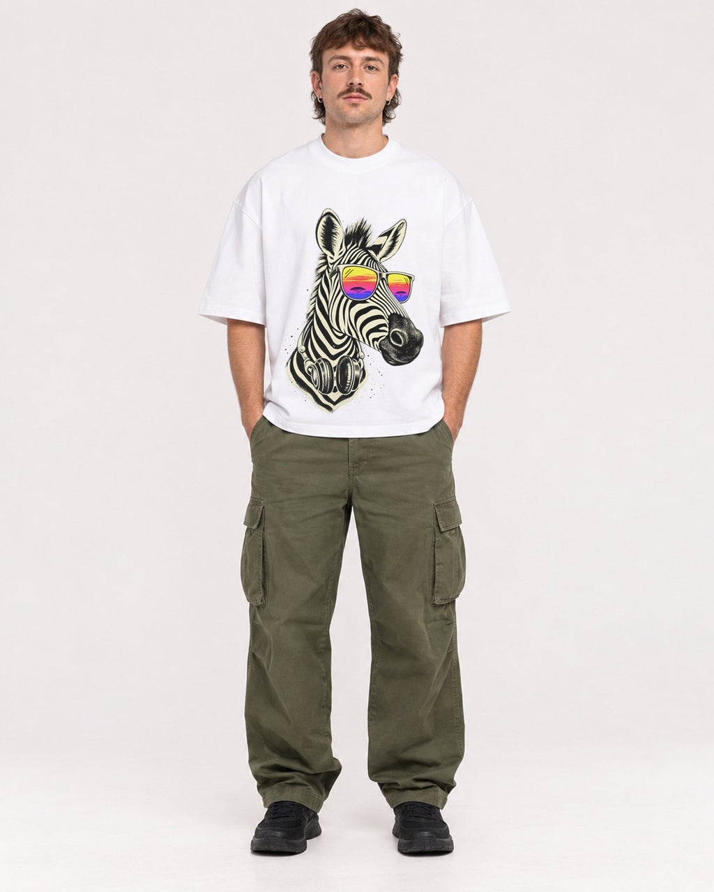 Mockup Boxy Heavyweight Tee White male full-body 29