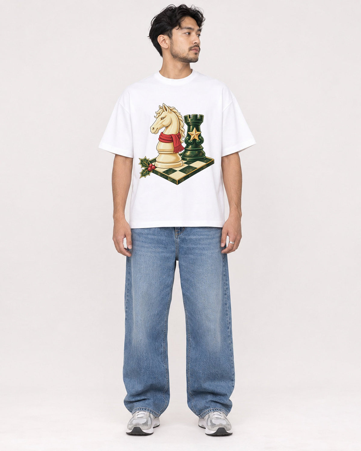 Mockup Boxy Heavyweight Tee White male full-body 02