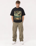 Mockup Boxy Heavyweight Tee Black male full-body 08