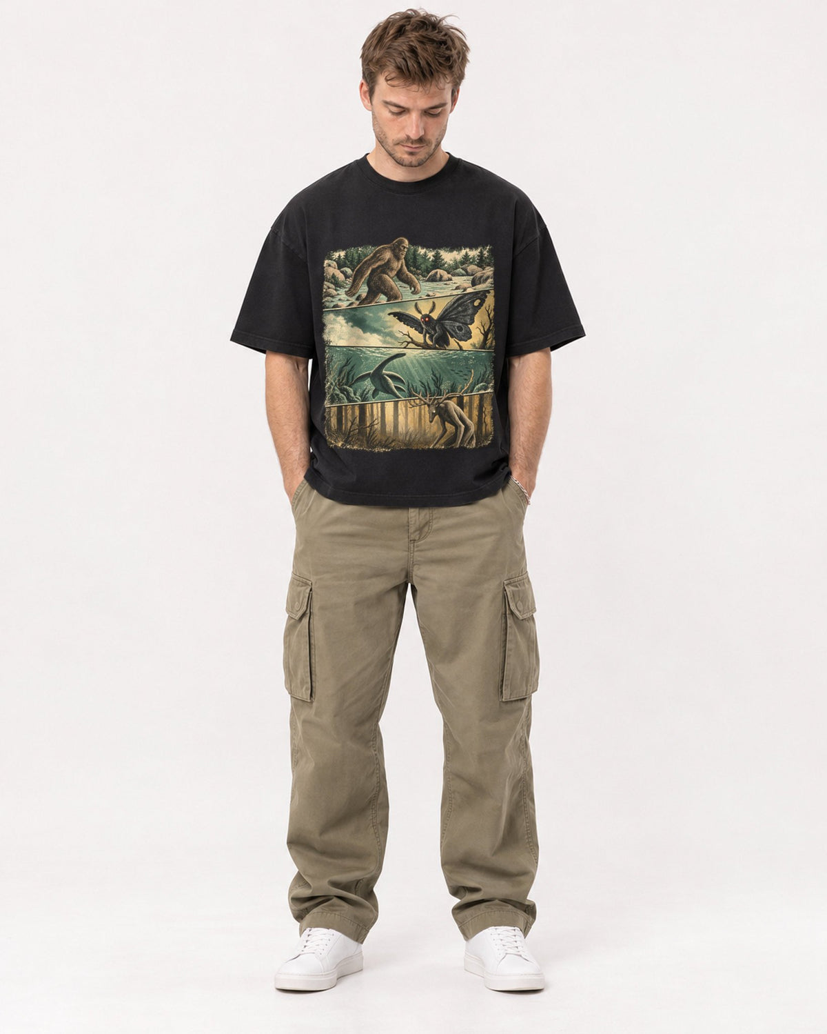 Mockup Boxy Heavyweight Tee Black male full-body 08