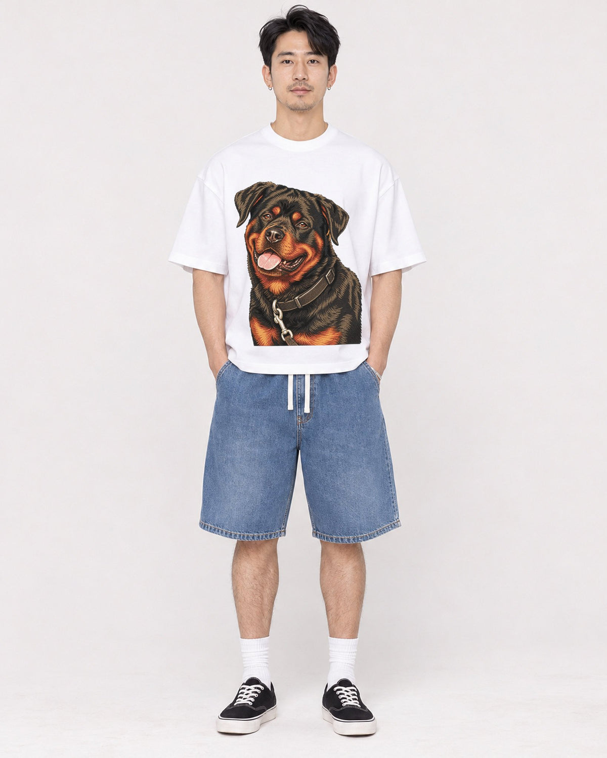 Mockup Boxy Heavyweight Tee White male full-body 13