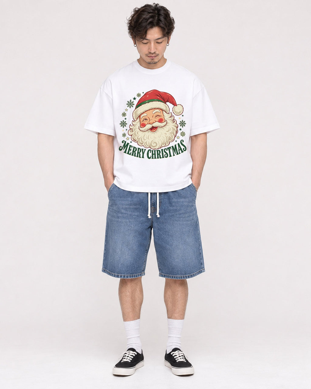 Mockup Boxy Heavyweight Tee White male full-body 03