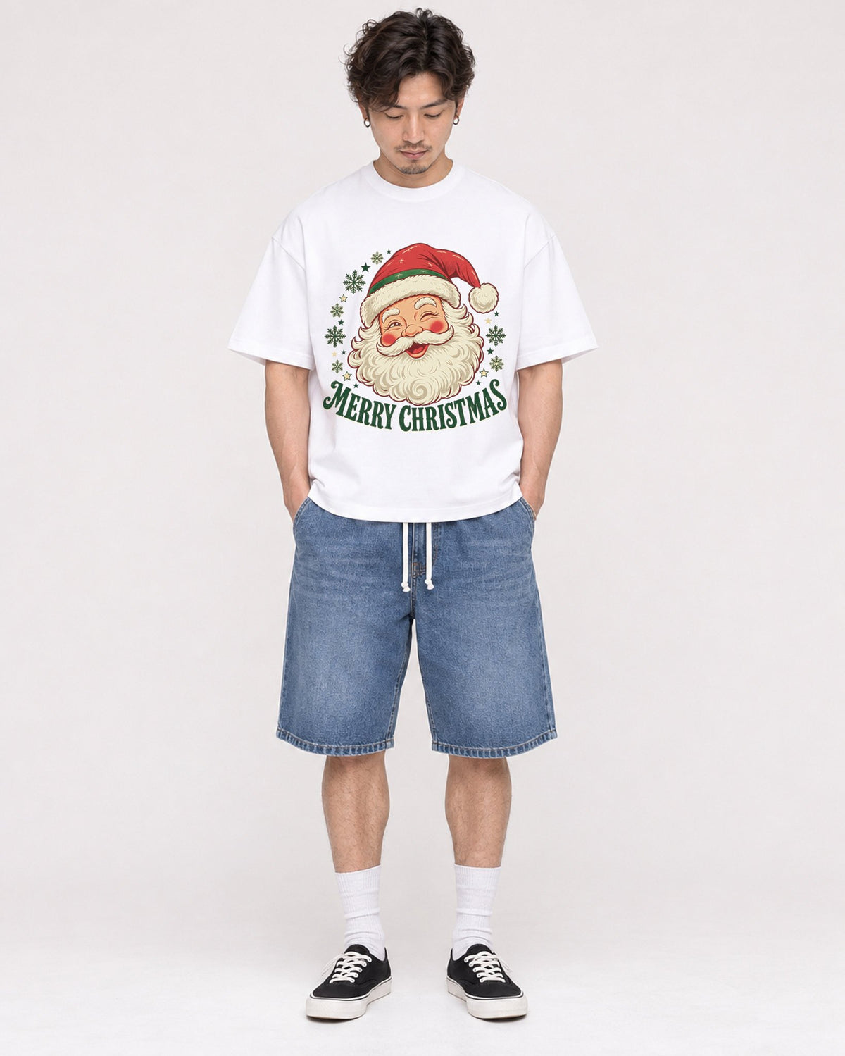 Mockup Boxy Heavyweight Tee White male full-body 03