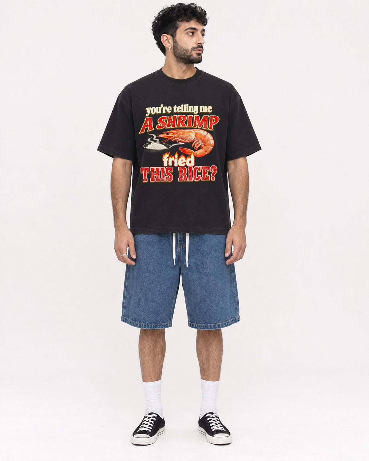 Mockup Boxy Heavyweight Tee Black male full-body 07