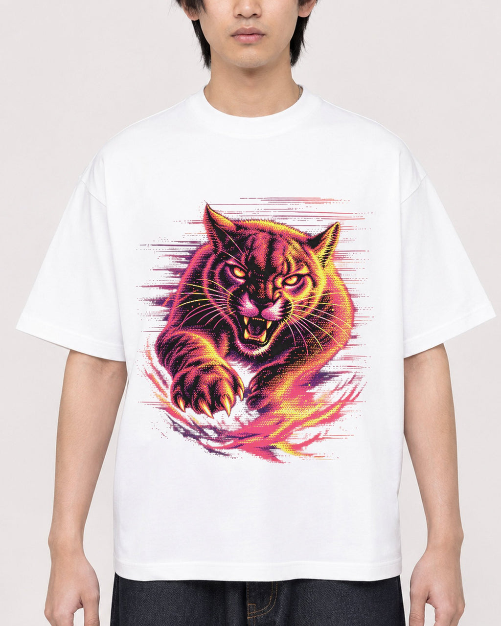 Mockup Boxy Heavyweight Tee White male close-up 11