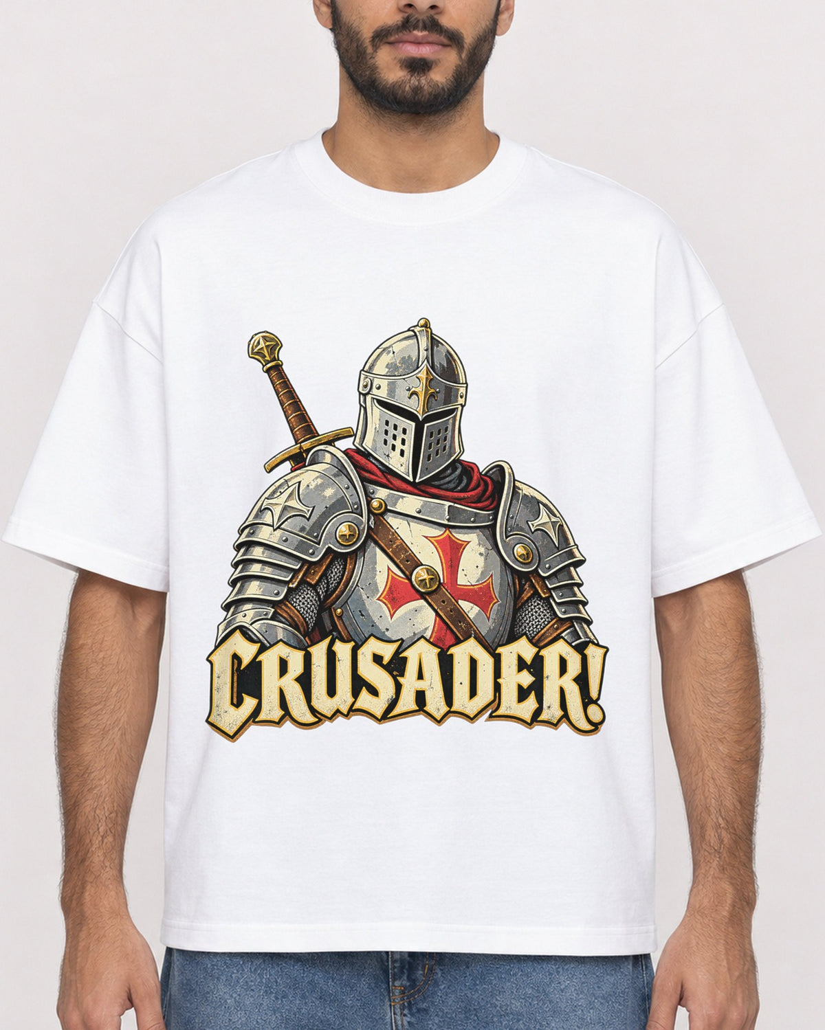 Mockup Boxy Heavyweight Tee White male close-up 07