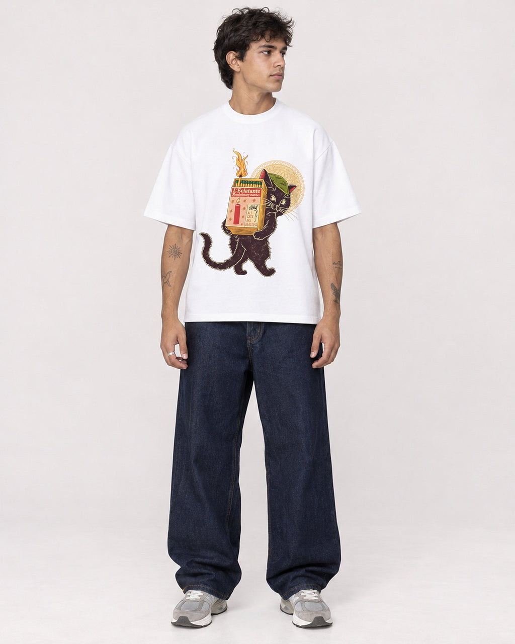 Mockup Boxy Heavyweight Tee White male full-body 06