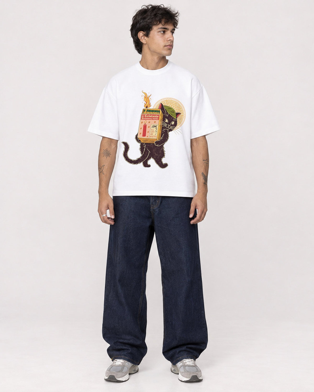 Mockup Boxy Heavyweight Tee White male full-body 06