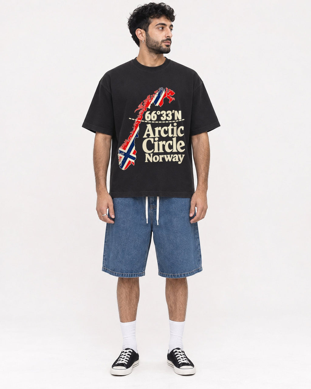 Mockup Boxy Heavyweight Tee Black male full-body 07