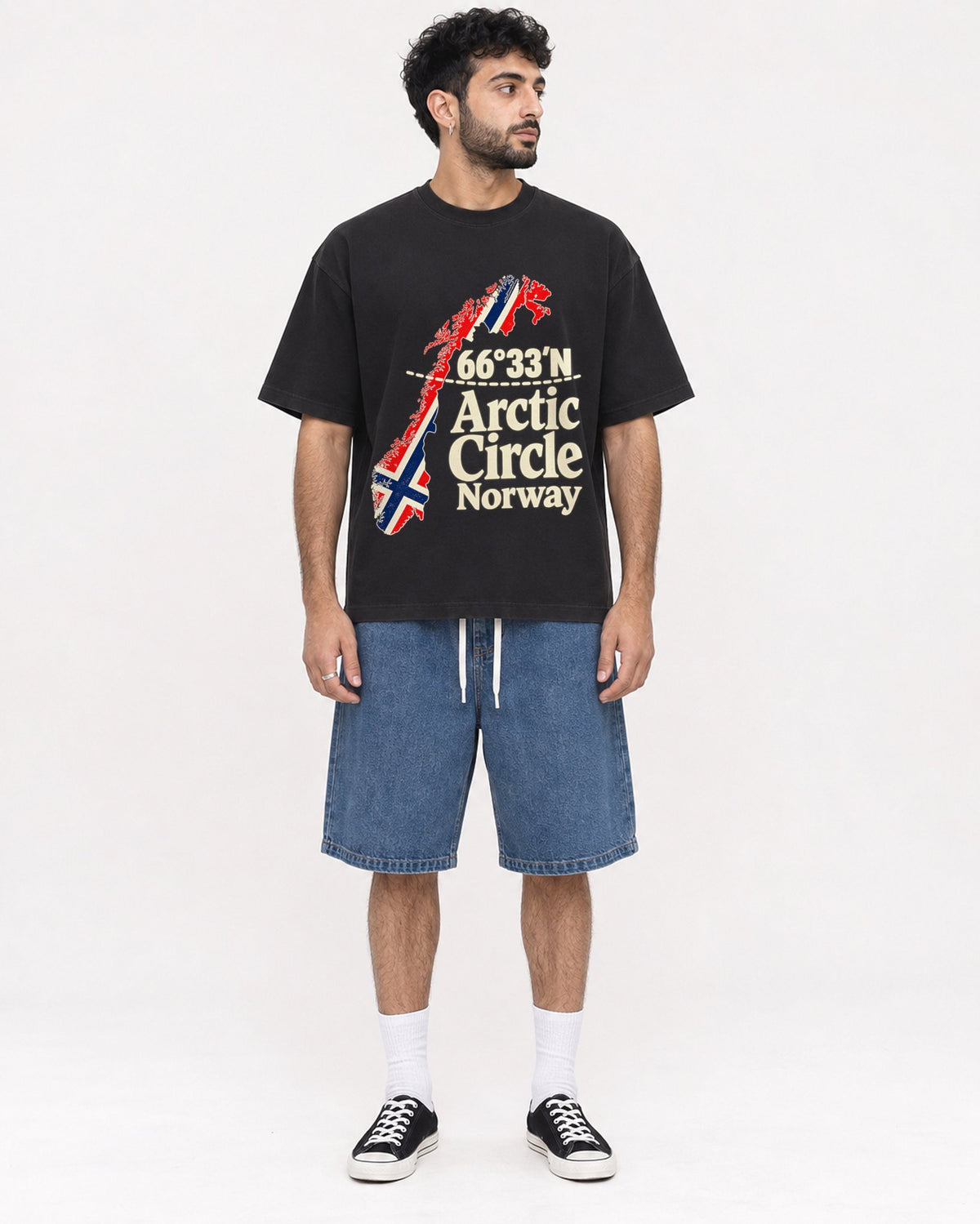 Mockup Boxy Heavyweight Tee Black male full-body 07