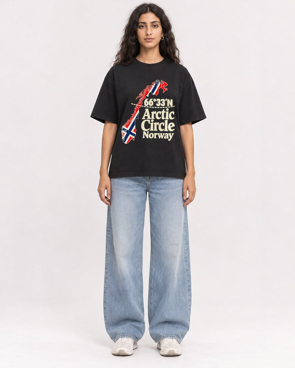 Mockup Boxy Heavyweight Tee Black female full-body 07
