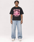 Mockup Boxy Heavyweight Tee Black male full-body 05