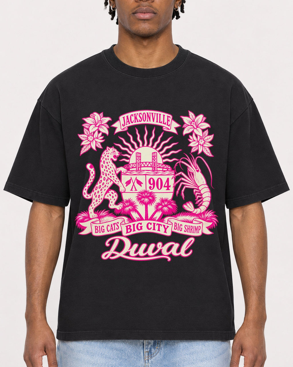 Mockup Boxy Heavyweight Tee Black male close-up 05