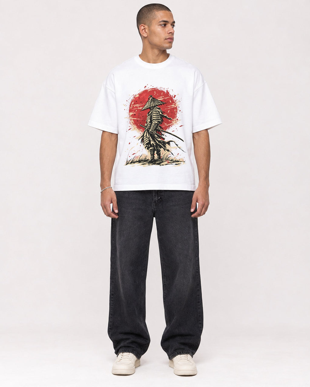 Mockup Boxy Heavyweight Tee White male full-body 50