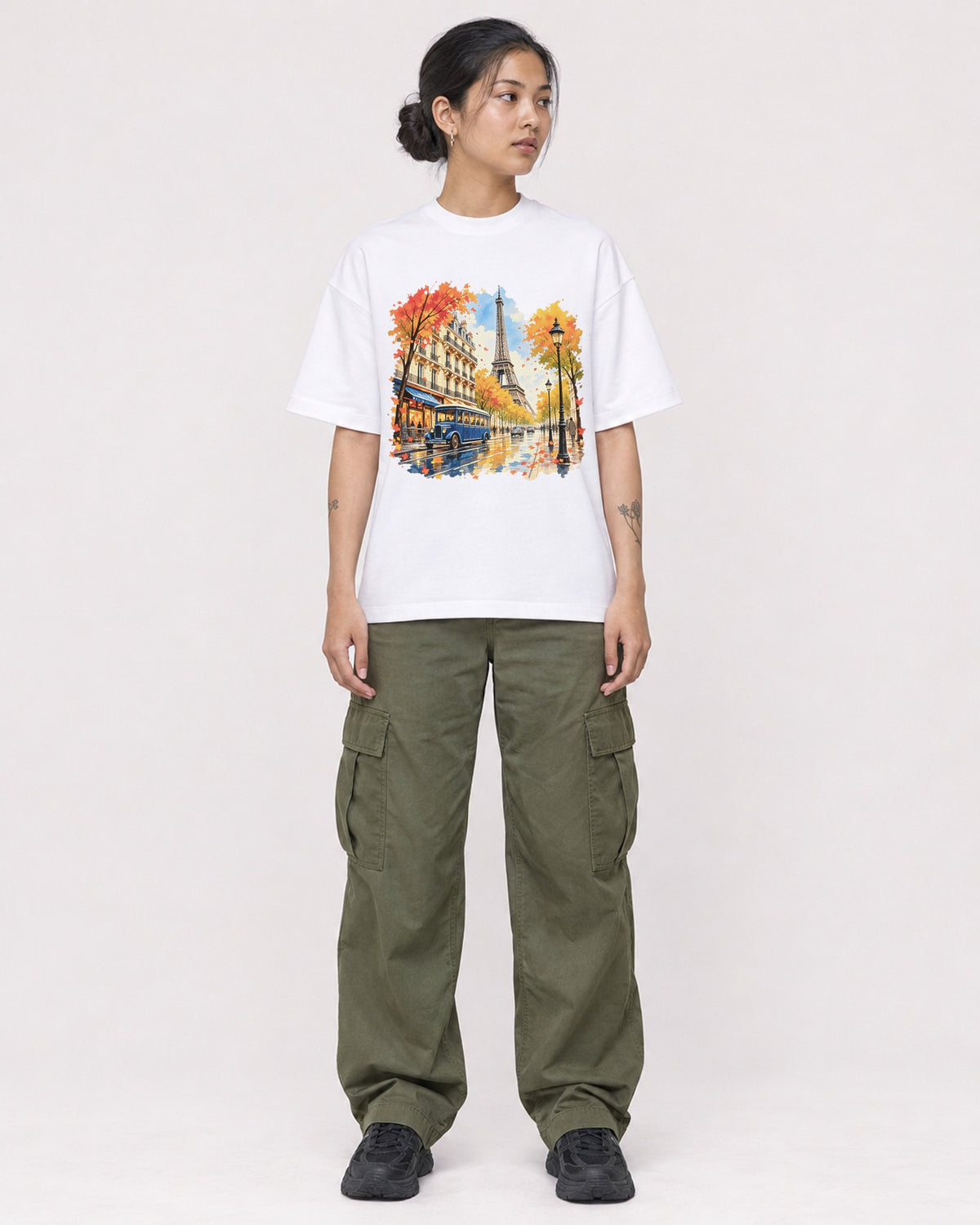Mockup Boxy Heavyweight Tee White female full-body 12