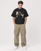 Mockup Boxy Heavyweight Tee Black male full-body 48