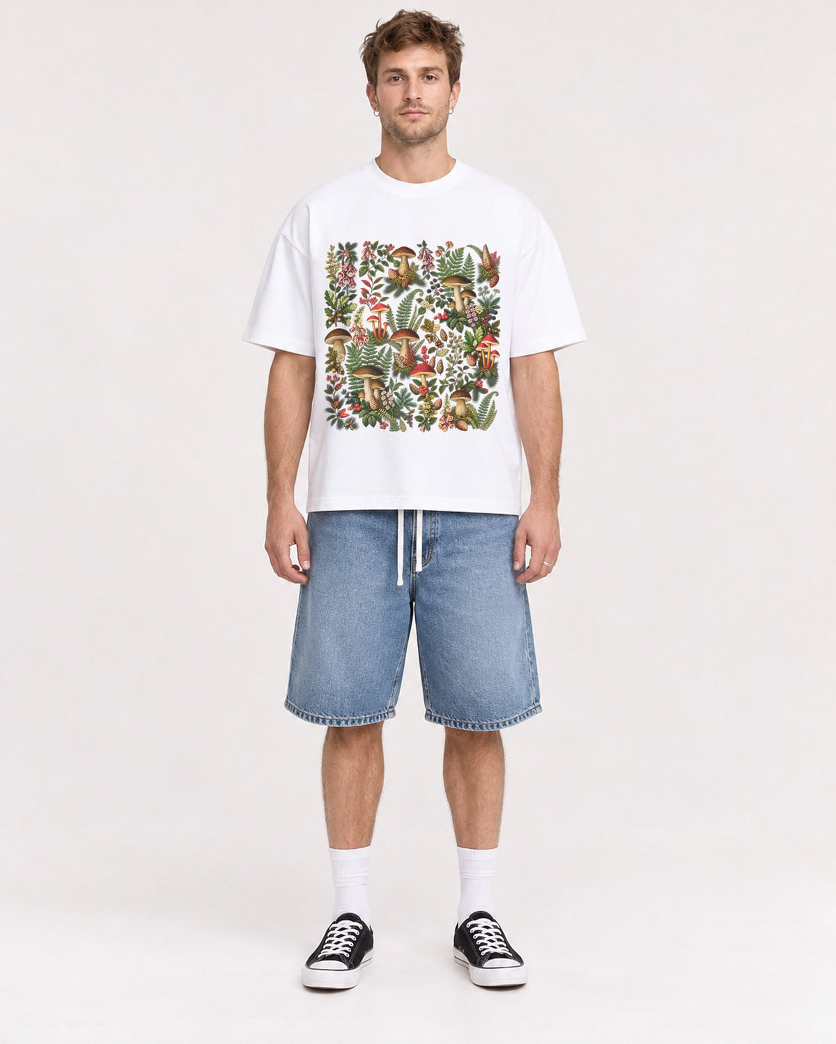 Mockup Boxy Heavyweight Tee White male full-body 08