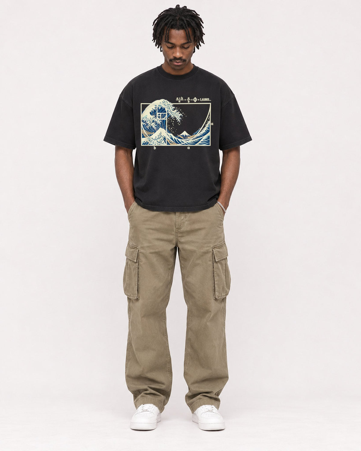 Mockup Boxy Heavyweight Tee Black male full-body 04