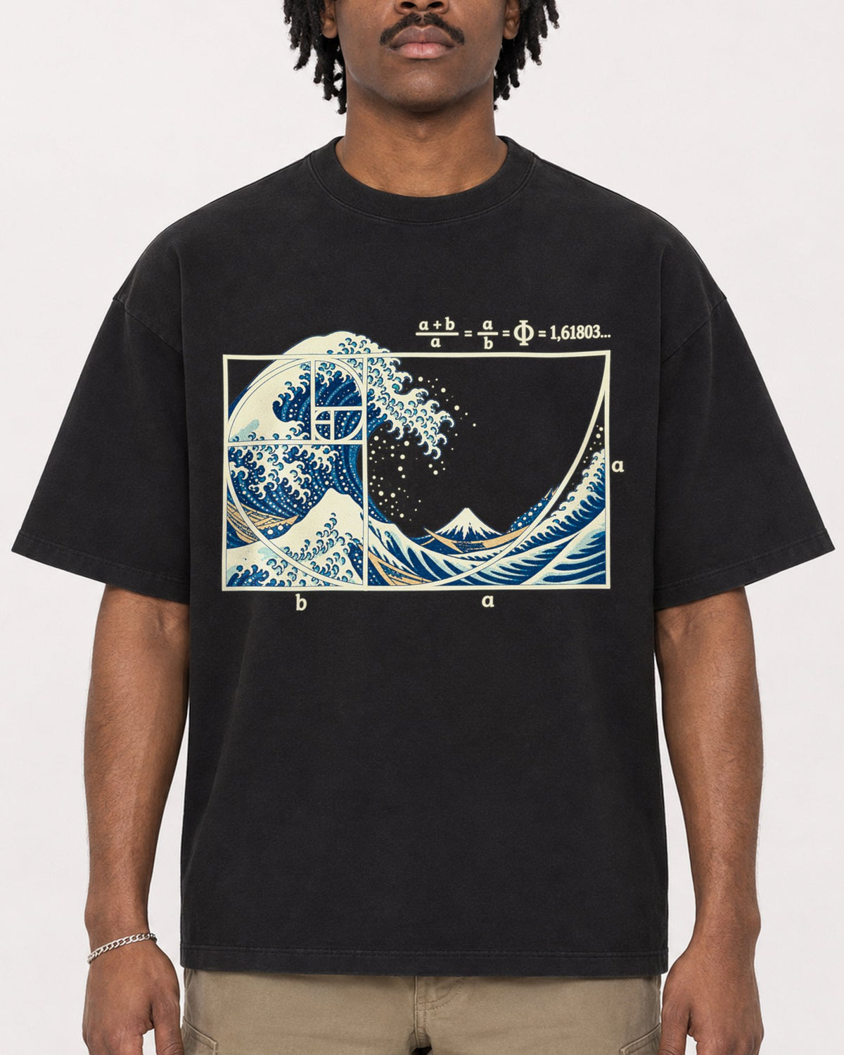 Mockup Boxy Heavyweight Tee Black male close-up 04