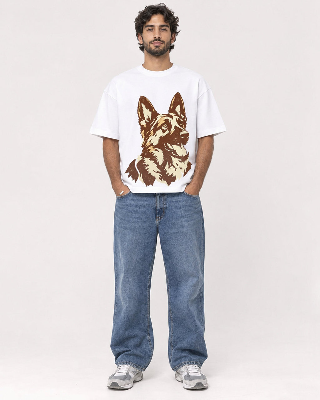 Mockup Boxy Heavyweight Tee White male full-body 17