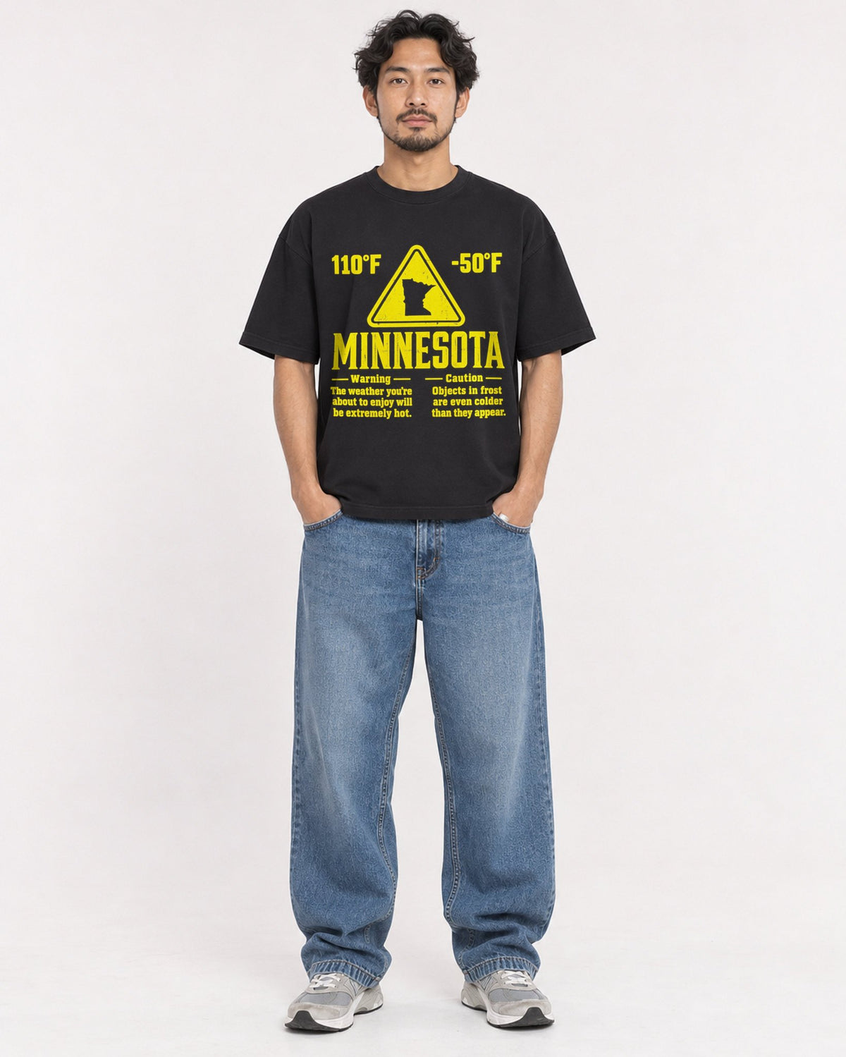 Mockup Boxy Heavyweight Tee Black male full-body 02