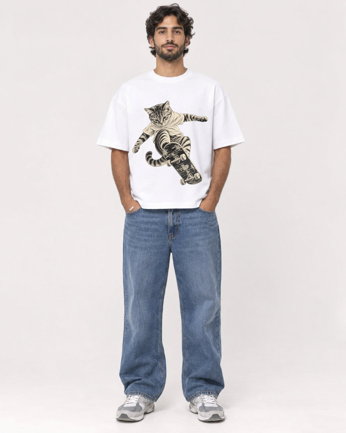 Mockup Boxy Heavyweight Tee White male full-body 17
