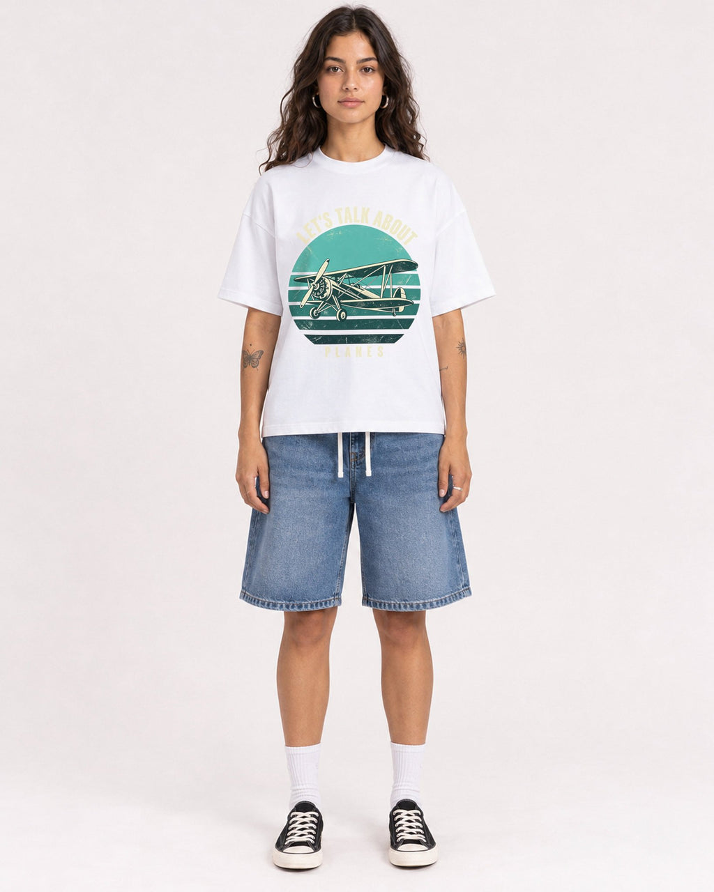 Mockup Boxy Heavyweight Tee White female full-body 06